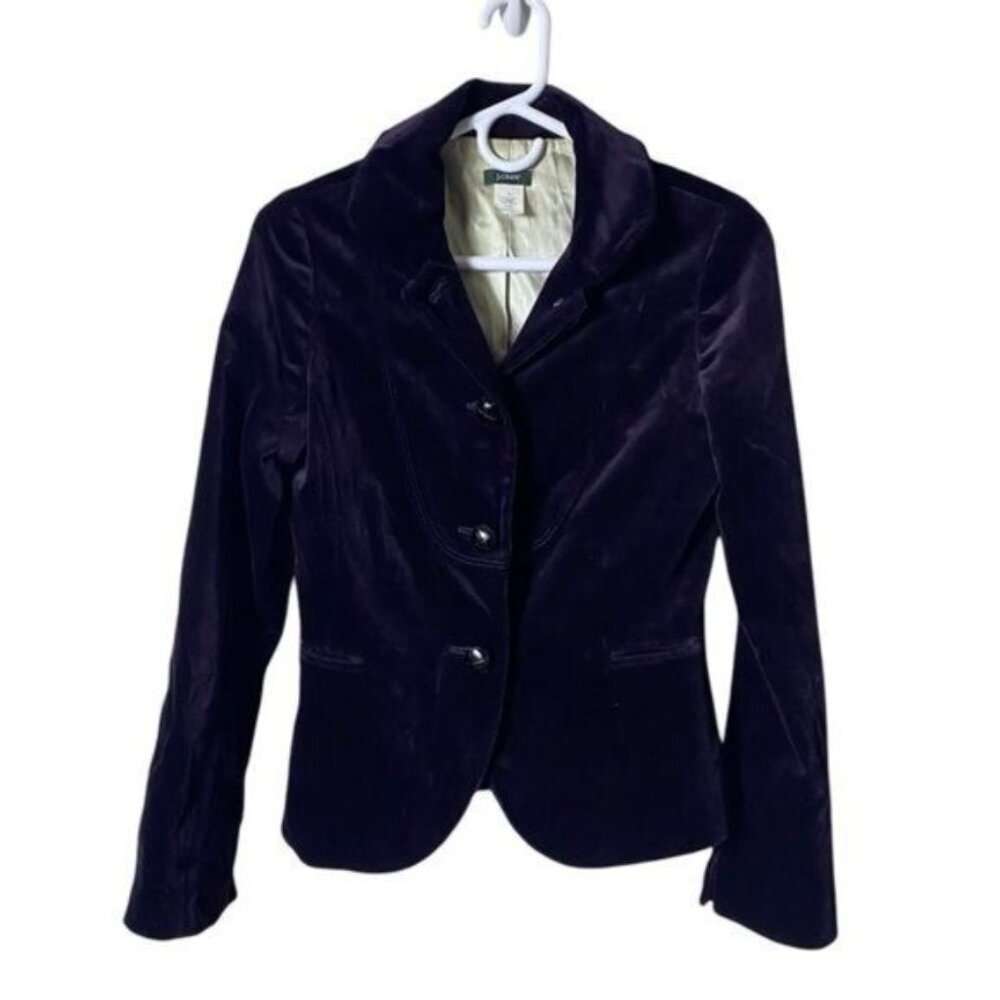 J Crew Womens Purple Cotton Velvet Blazer 2